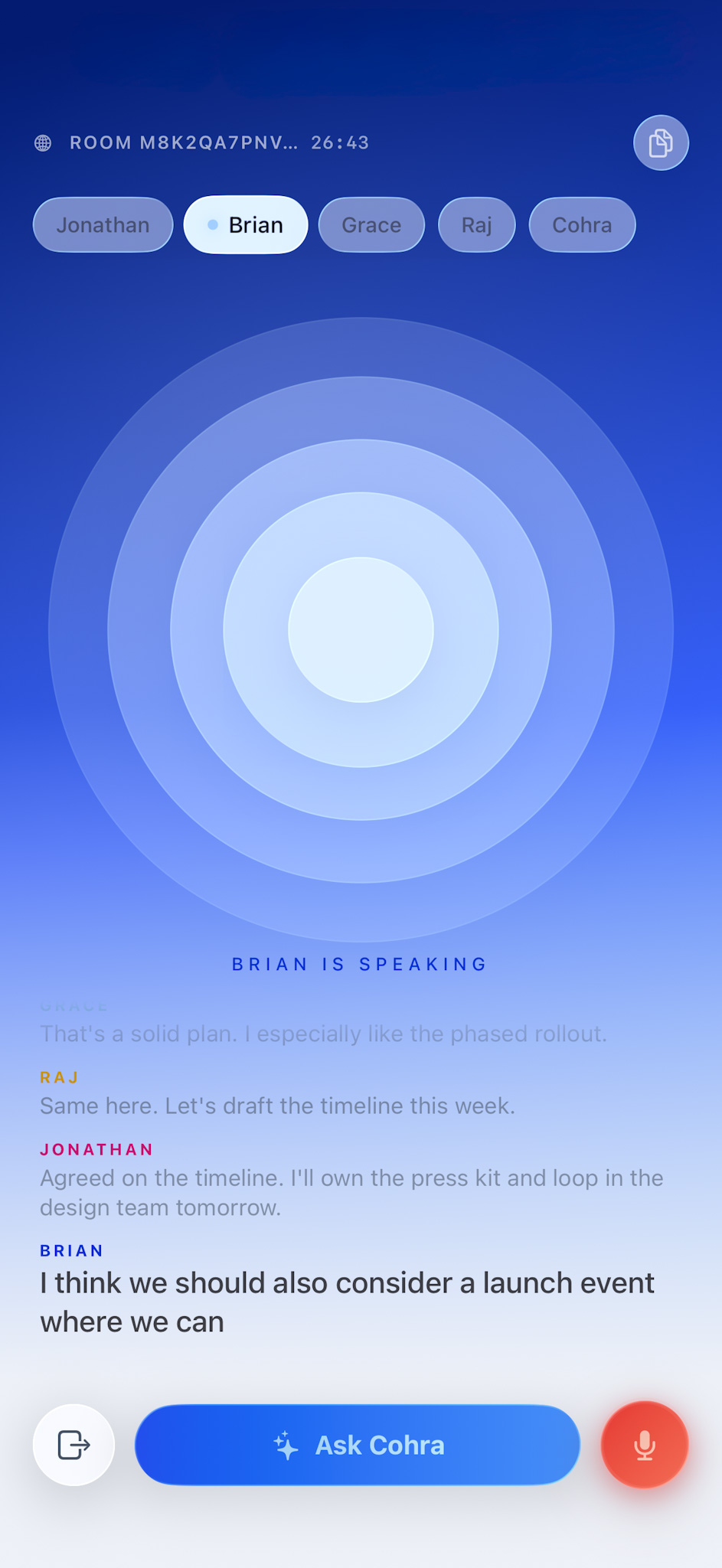 Cohra in session — Active speaking visualizer
